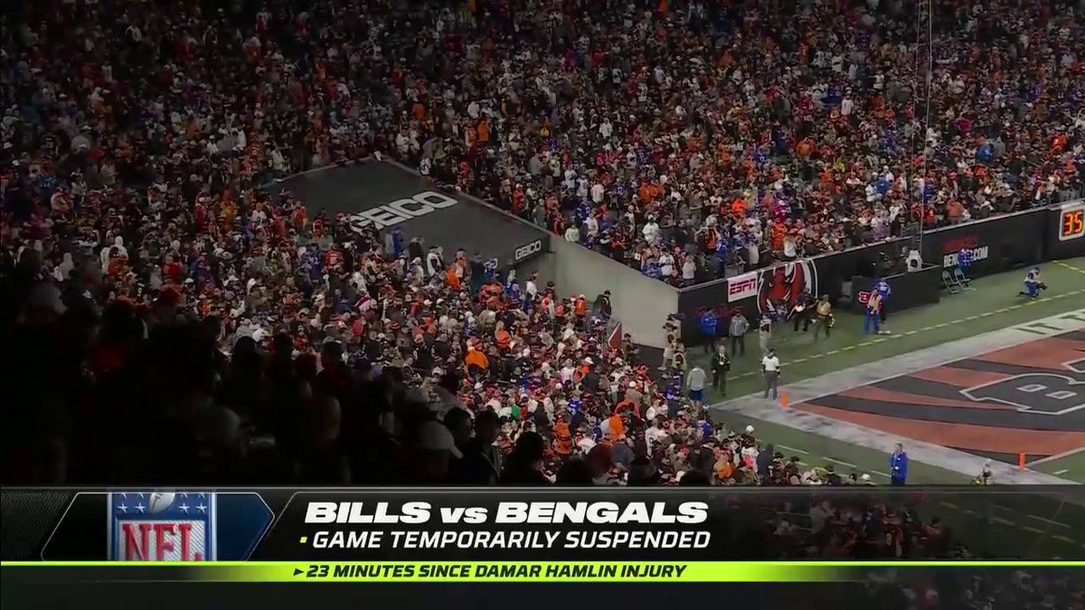 PFF's tweet image. Bills-Bengals has been temporarily suspended
