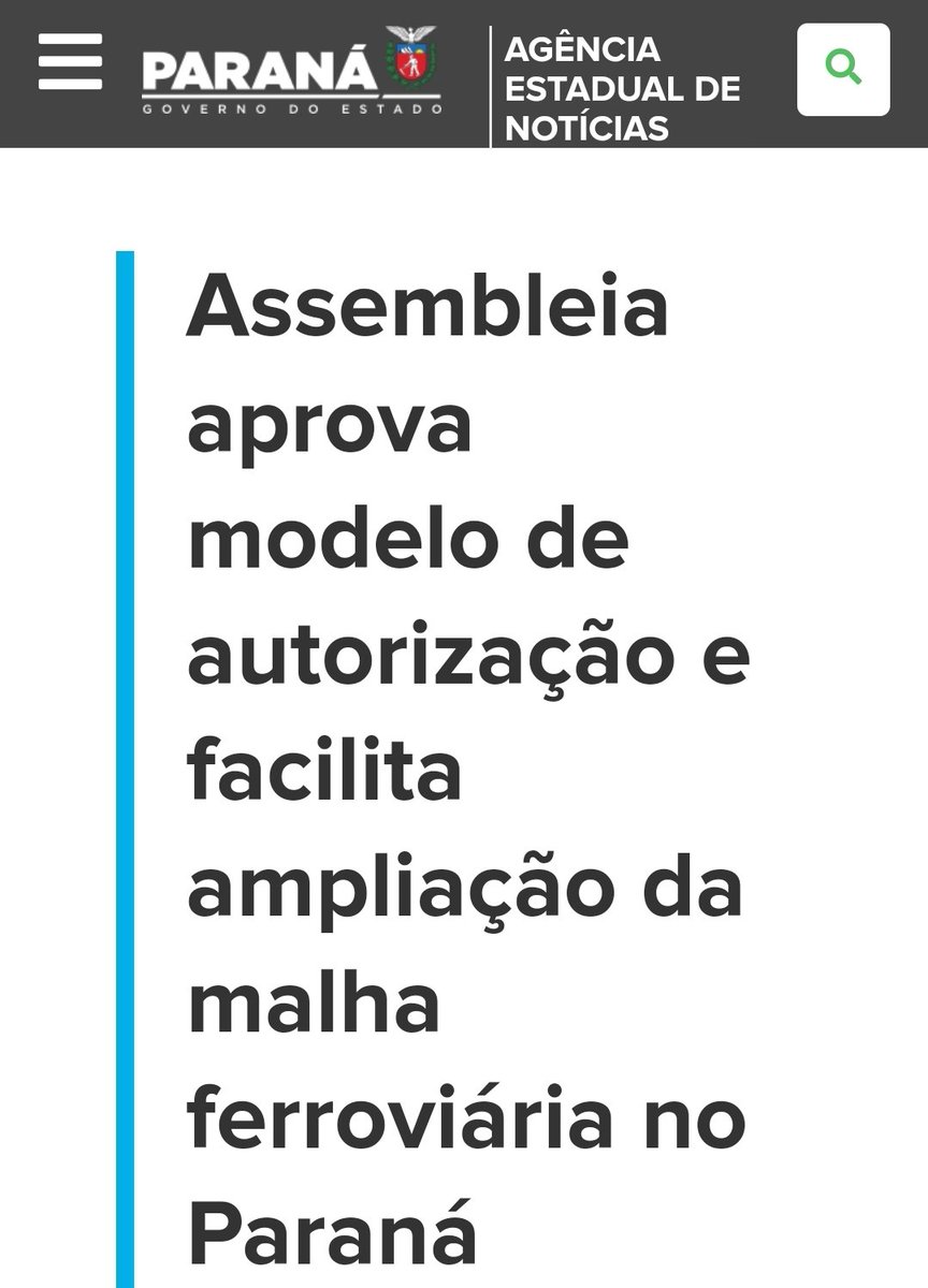 LogInfra's tweet photo. O Paraná também aprovou uma lei que o próprio Estado pode aprovar as autorizações ferroviarias que, resumidamente, permite, que o setor privado possa construir e operar ferrovias, ramais, pátios e terminais ferroviários.
Obrigado ao @guerreironovo pela informação. https://t.co/jxUtx825ui