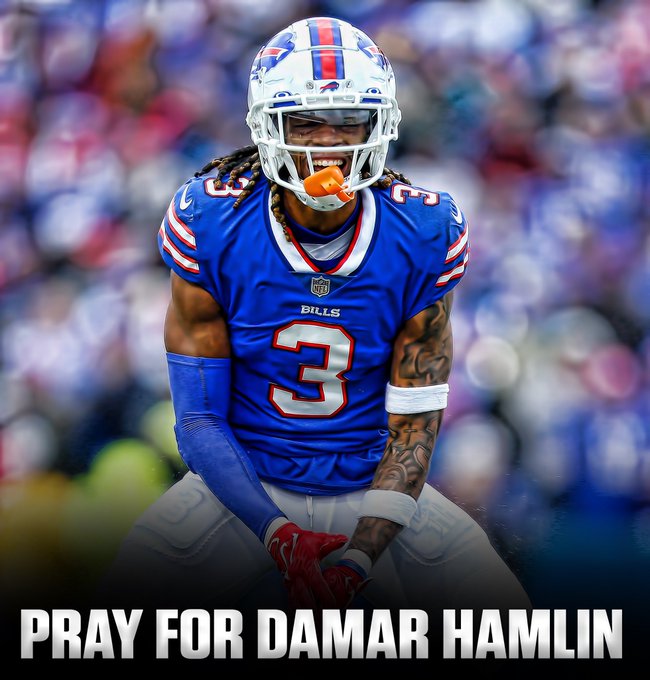 Prayers for Damar Hamlin  🙏🏾 <a href="/BuffaloBills/">Buffalo Bills</a>