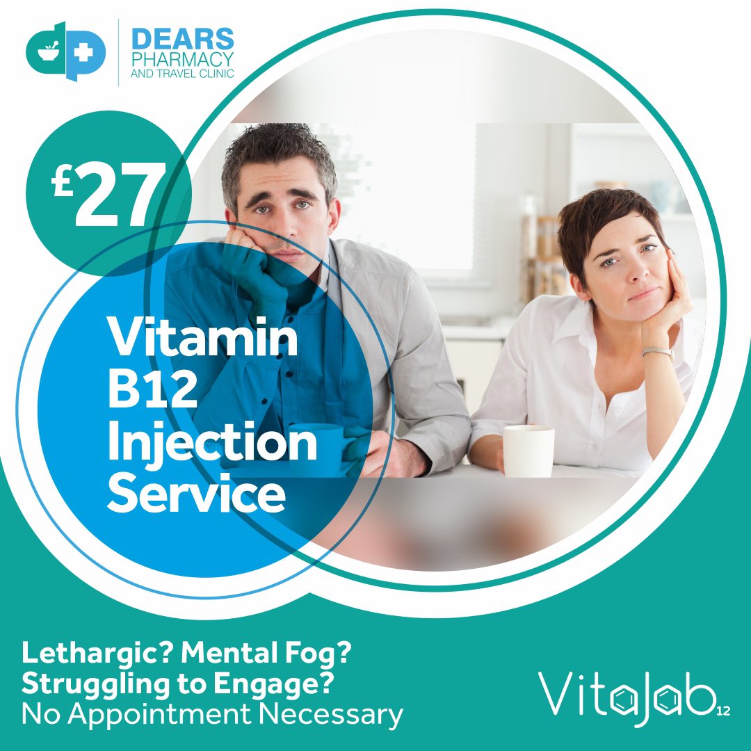 Boost your energy levels with our B12 Service. Learn more at dearspharmacy.co.uk/book-a-vitamin…  #b12injections #boostenergy #edinburgh #fife #glasgow #vitaminb12