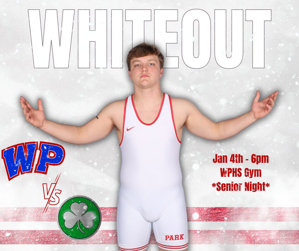 🔴🔵 home match of the season🔵🔴
🤼Barnesville
📅Jan. 4
⏰6pm
📍WPHS Gym
🎓Senior Night
⚪️Whiteout
#INVESTED