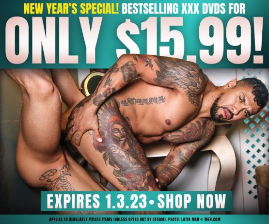 Happy New Year from TLAgay! Here's 1100+ gay porn DVDs now on sale for just $15.99 each. Titles like