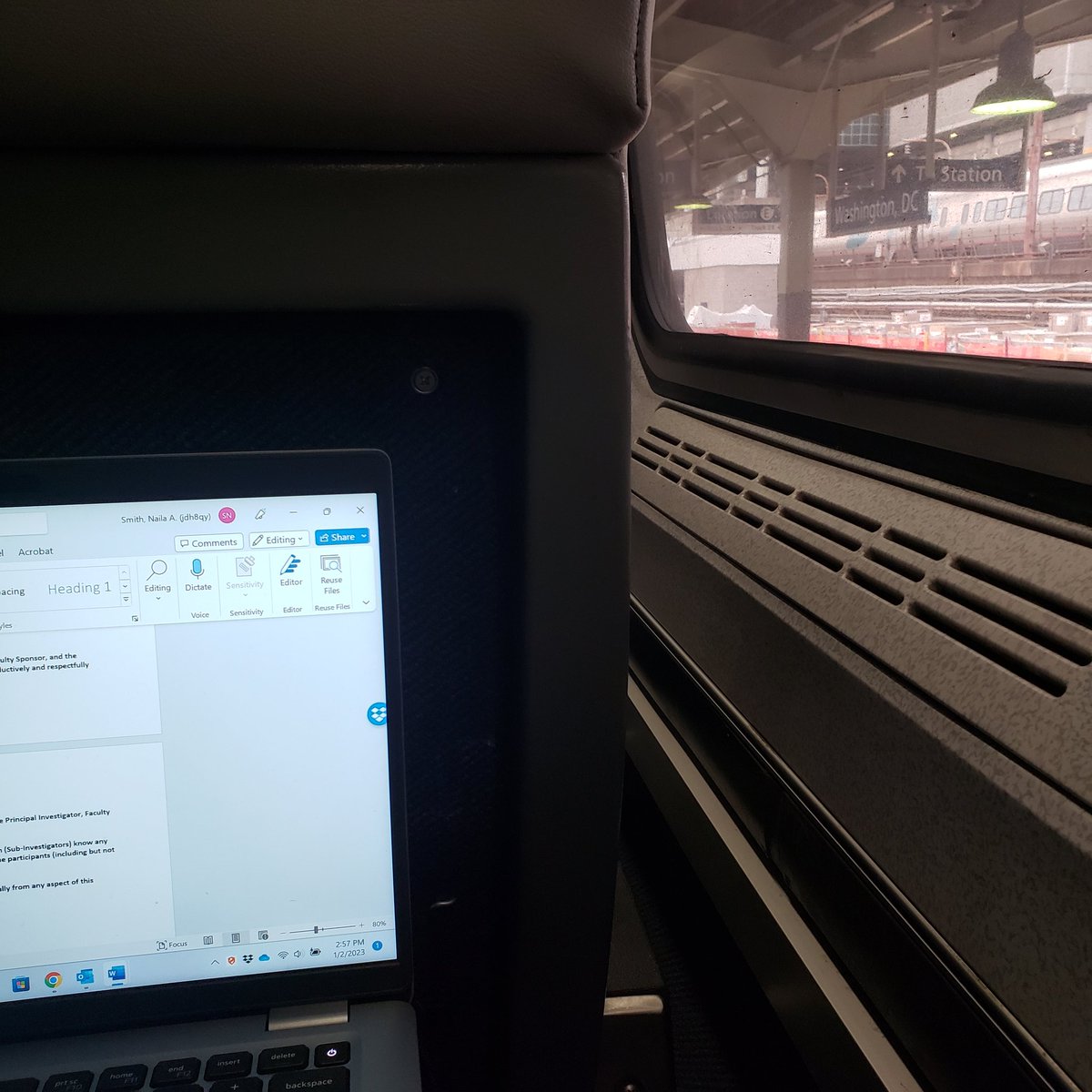 nailasmith's tweet image. #WritingBlackness Day 2: Today was a travel day and so on the train, in the Quiet Car, I worked on completing my Context of Reception (CoR) IRB. Filling out the study rationale and participants sections. Also, completed the missing parts of my UVA CITI training. #WritingGroove