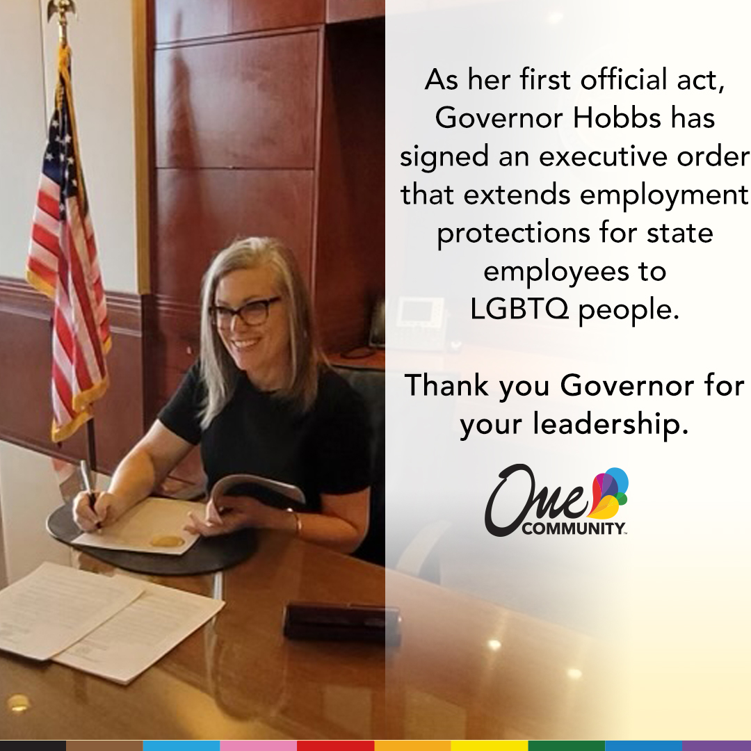 OneCommunityAZ's tweet photo. This Executive Order sends a resounding message that under @GovernorHobbs' bold leadership, Arizona is truly welcoming and open for business to everyone. #OpenAZ #LoveAZ https://t.co/kx7WHDFWjR