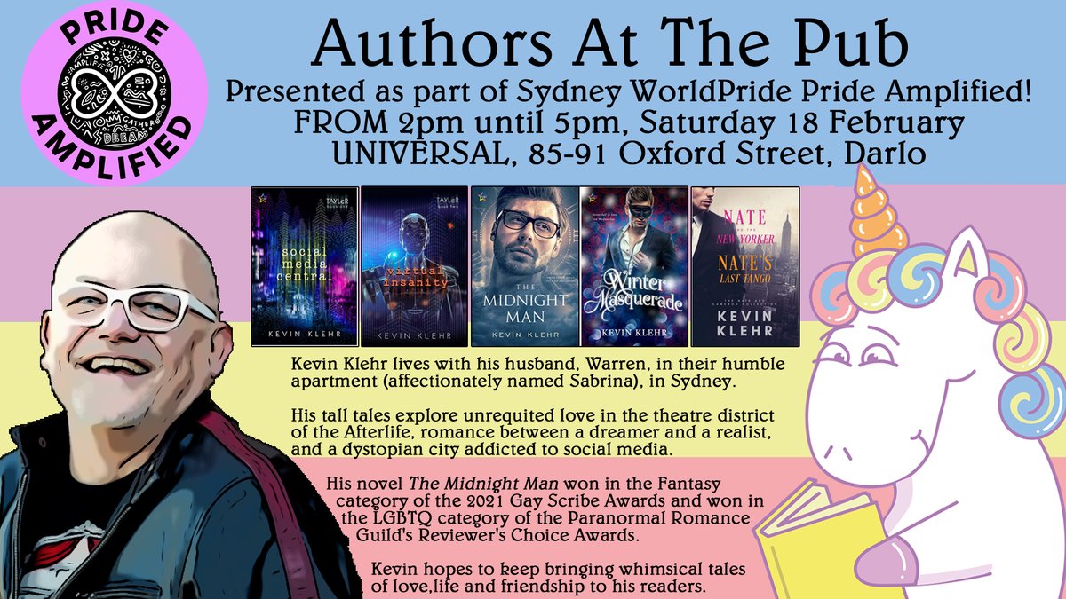 kevinklehr's tweet photo. I have a tale of a lover who appears in your #dreams.
Hear it at Authors At The Pub.
Visit https://t.co/brUX9s23lT for details!
A @SydWorldPride #PrideAmplified event.
#writeQueer #writeLGBTQ #mmromance #urbanfantasy @ninestarpress #promoLGBT #author #writinglife #auswrites https://t.co/oXEypFQHH7