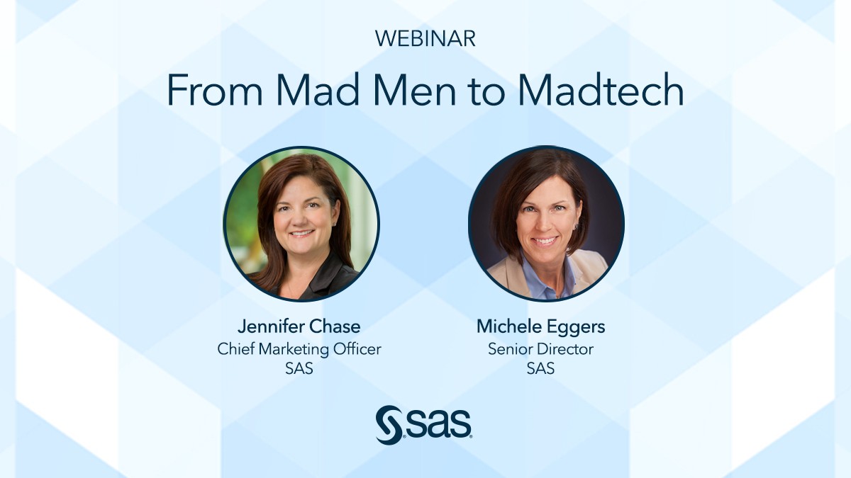 MarioUlloaMX's tweet image. Jan. 11 at 10 a.m. ET join for a lively discussion with SAS&apos; @JennChase and Michele Eggers on #madtech and how a holistic approach can result in strengthened brand efficiency, improved CX and loyalty, and better business metric results. 2.sas.com/60123PZMK