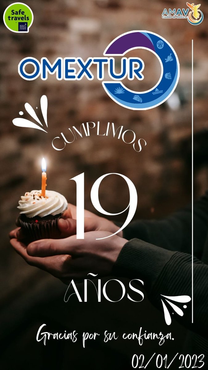 Gracias por 1 año más a todos nuestros clientes, amigos y proveedores y seguiremos atendiendo a más y cumpliendo #SueñosParaViajar #ViajandoPorMexico #ViajesPorElMundo #DMCEnMexico #19AñosOmexturTourOperador #ConoceMexicoConOmextur