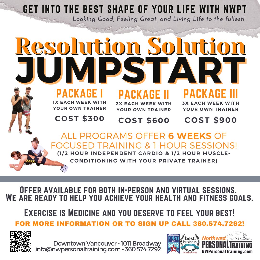 nwptraining's tweet image. Jump into 2023 with NWPT! Our team of trainers want to be apart of YOUR New Years health and wellness plan. Come see us for a Complimentary Initial Consultation, We can help you advance your current program and show you how find success if you are just getting started this year!