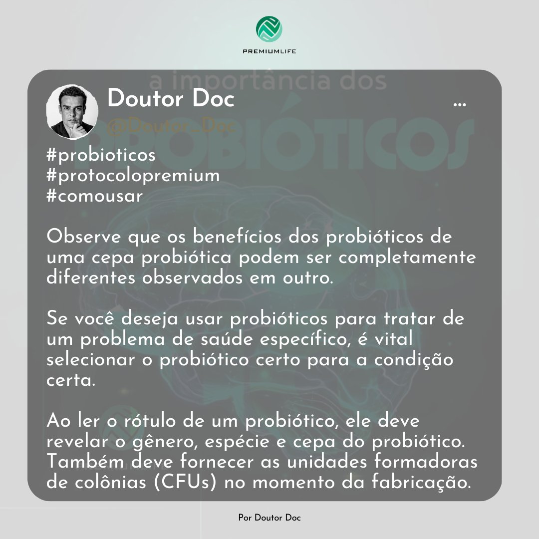 DrDoc_Md's tweet photo. #probioticos
#protocolopremium
#comousar
Observe que os benefícios dos probióticos de uma cepa probiótica podem ser completamente diferentes observados em outro. https://t.co/AZkVwMYcCN