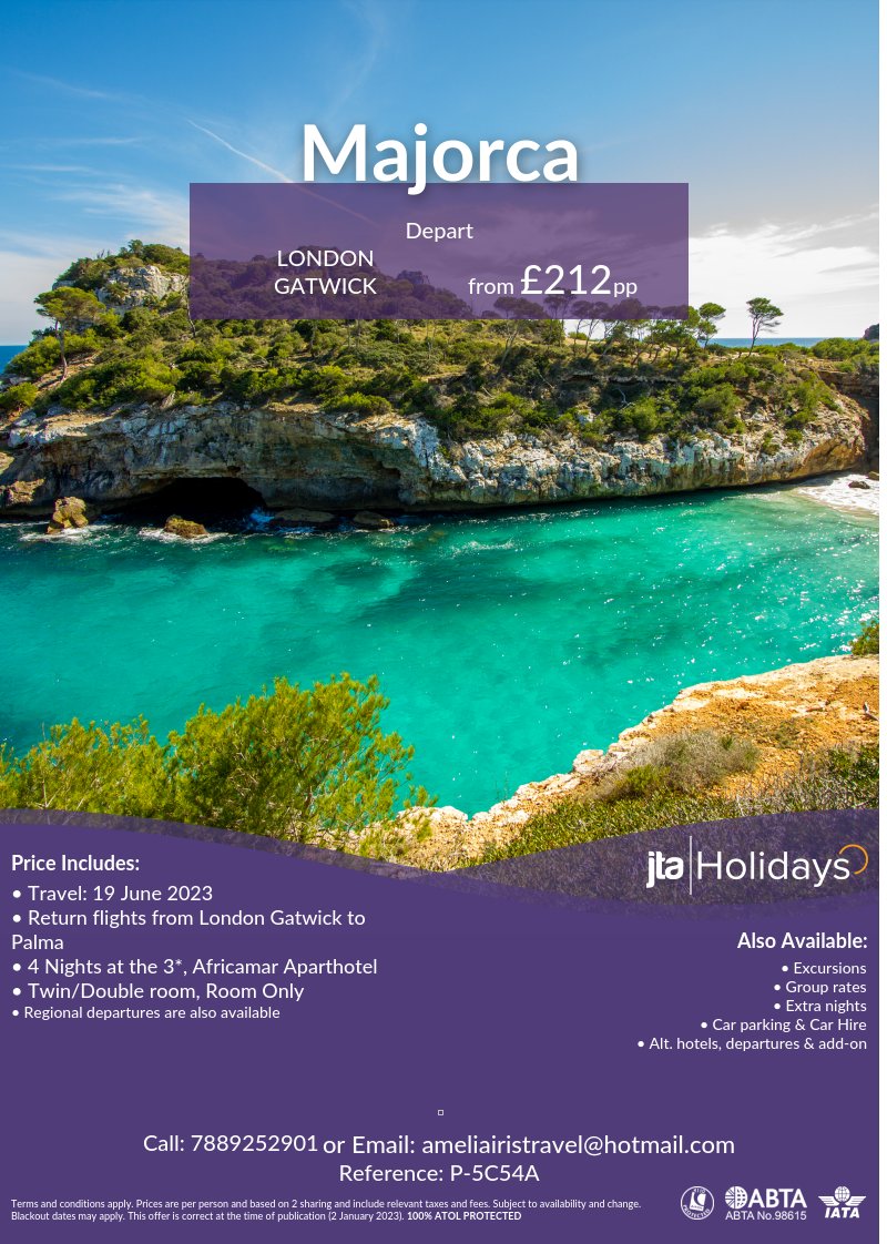 AmeliaIrisTrav's tweet photo. Offers✈️

Ive been having a look at some offers,&amp; have come up with some of the below available departing from local airports... 

Belfast-Torremolinos
London Gatwick-Majorca
Birmingham-Gran Canaria 
East Midlands-Fuerteventura

#ukdepartures #wintersun #travel #AmeliaIrisTravel https://t.co/hFZmQzWJlX