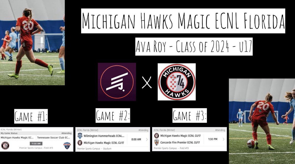 Roy20Ava's tweet photo. Michigan Hawks 2006 Magic Schedule⭐️Can't wait for ECNL Florida to start this weekend on January 8-10th, we're ready!⭐️ @Michigan_Hawks @ECNLgirls @ImCollegeSoccer @ImYouthSoccer https://t.co/8TObu6kR4O