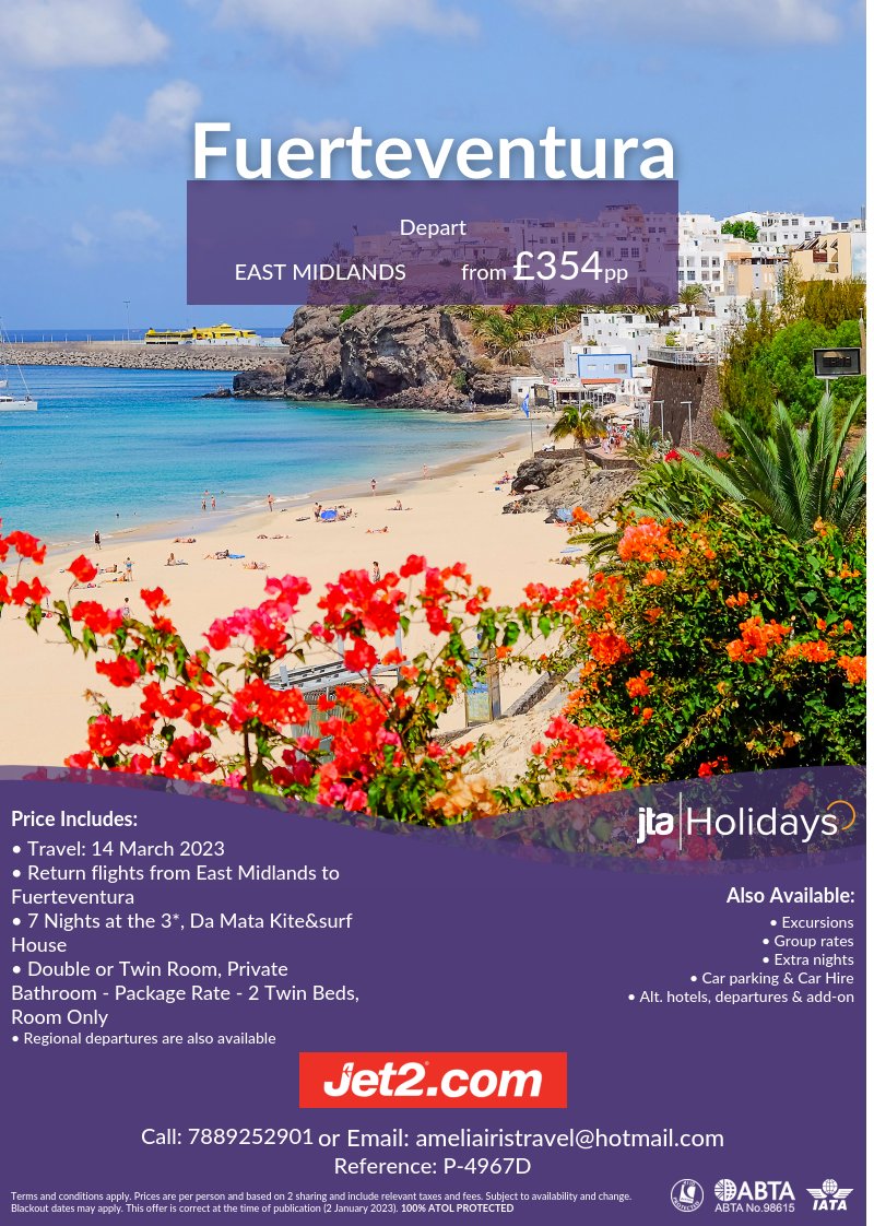 AmeliaIrisTrav's tweet photo. Offers✈️

Ive been having a look at some offers,&amp; have come up with some of the below available departing from local airports... 

Belfast-Torremolinos
London Gatwick-Majorca
Birmingham-Gran Canaria 
East Midlands-Fuerteventura

#ukdepartures #wintersun #travel #AmeliaIrisTravel https://t.co/hFZmQzWJlX
