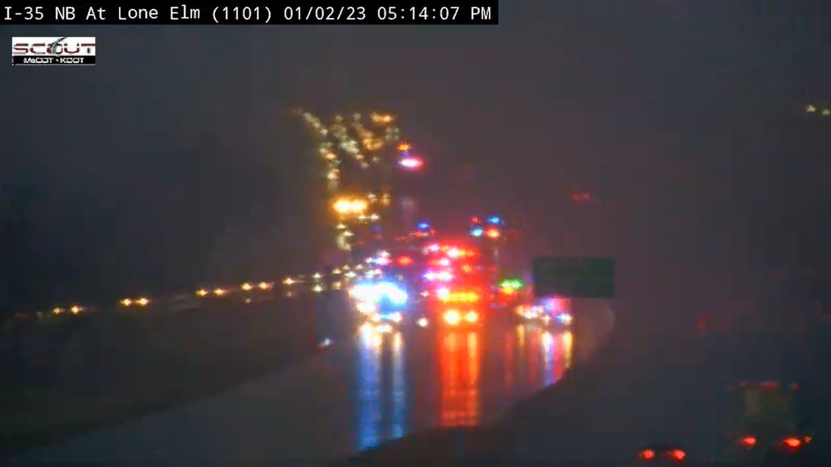 KCTV5's tweet photo. ⚠️ I-35 southbound is closed at Lone Elm Road in Olathe, possibly due to an accident. Find an alternate route. https://t.co/iS4BqLQFiP
