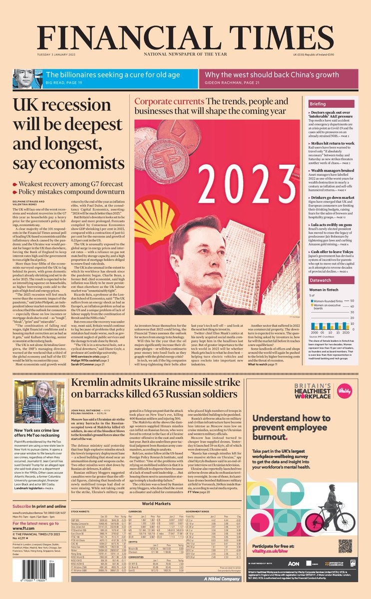 The #FT front page says it all really. We were told by the government that in the UK the recession would be shallow and short lived. Apparently not true.  
What a state we are in. 12 years of a Tory Govt and a hard #Brexit have ruined this country.