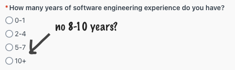 I wonder what caused them to exclude job applicants with 8-10 years of experience 😂