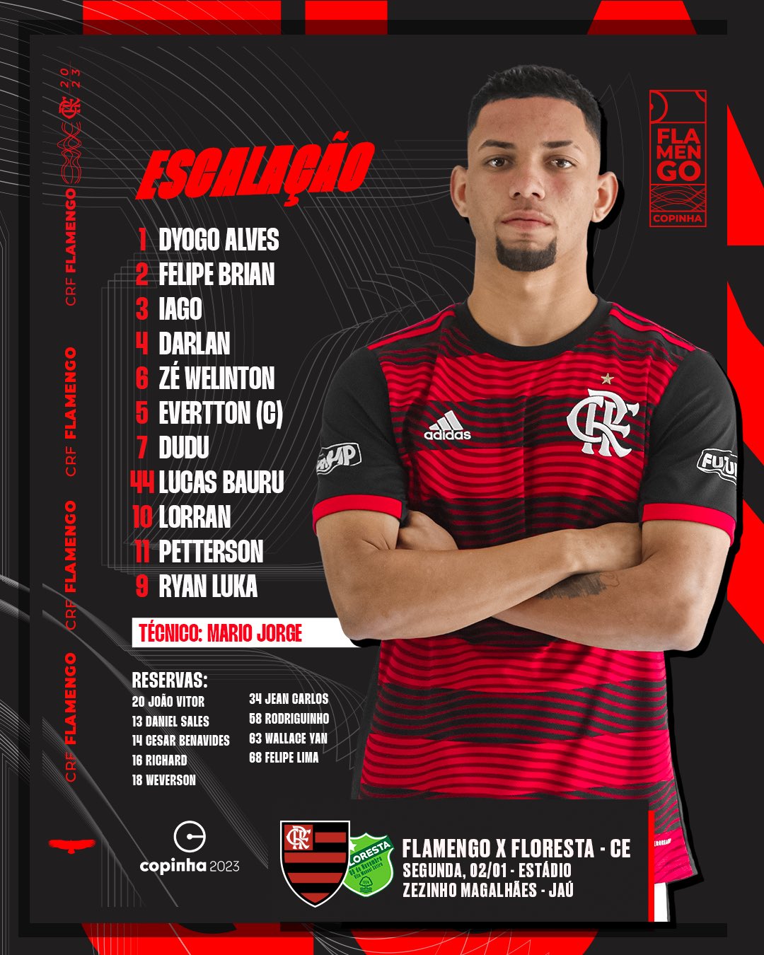 Flamengo on X: TIME DEFINIDO 🔴⚫️ Os #GarotosDoNinho já estão escalados  para a estreia na Copa São Paulo de Futebol Júnior, contra o Floresta-CE! A  partida tem transmissão ao vivo do SporTV