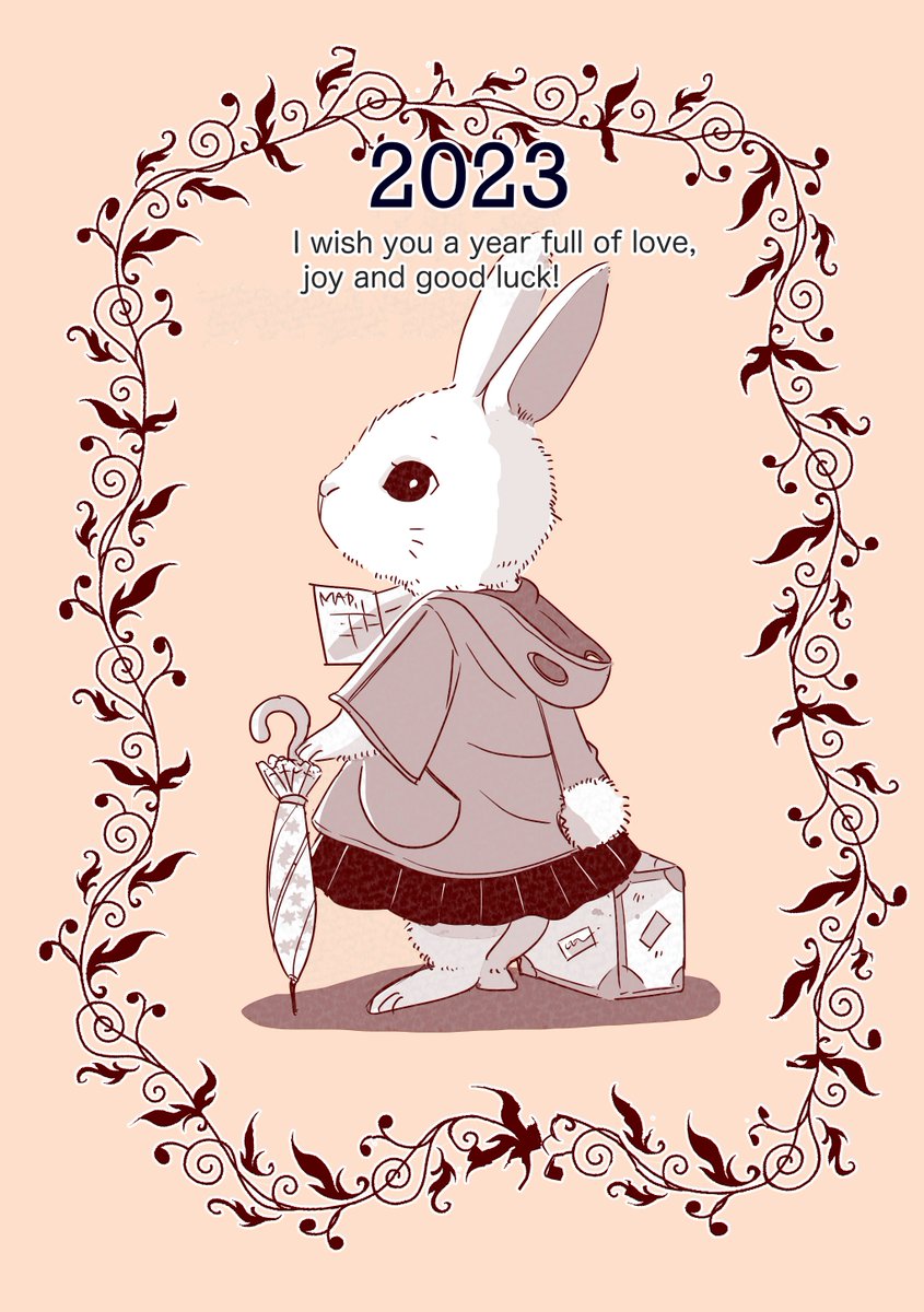 あけましておめでとうございます🎍⛩
昨年は大変ありがとうございました。
本年もどうぞ宜しくお願いします✨

一般用に描いた年賀状でお茶を濁させて下さい🙏😇

『Triper  Rabbit』

出不精ですが、いつも心は旅してます。
今年も元気に過ごせますように🙏✨😊

#卯年 
#2023年
#新年のご挨拶 