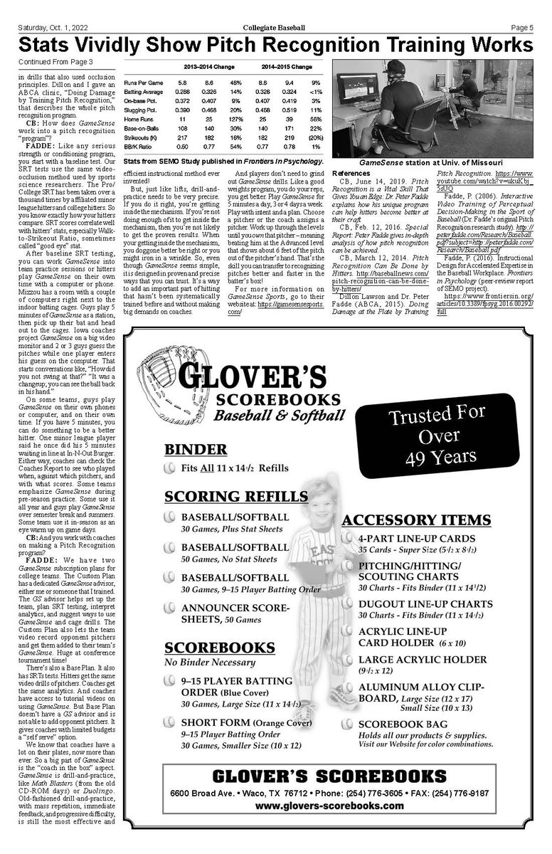 gameSenseBase's tweet image. Why come by the @gameSenseBase booth at #ABCA2023? 1) Check out GameSense 2.0 (as featured in Collegiate Baseball News), 2) Talk #PitchRecognition with @DrFadde, 3) Register to win a Yeti cooler.