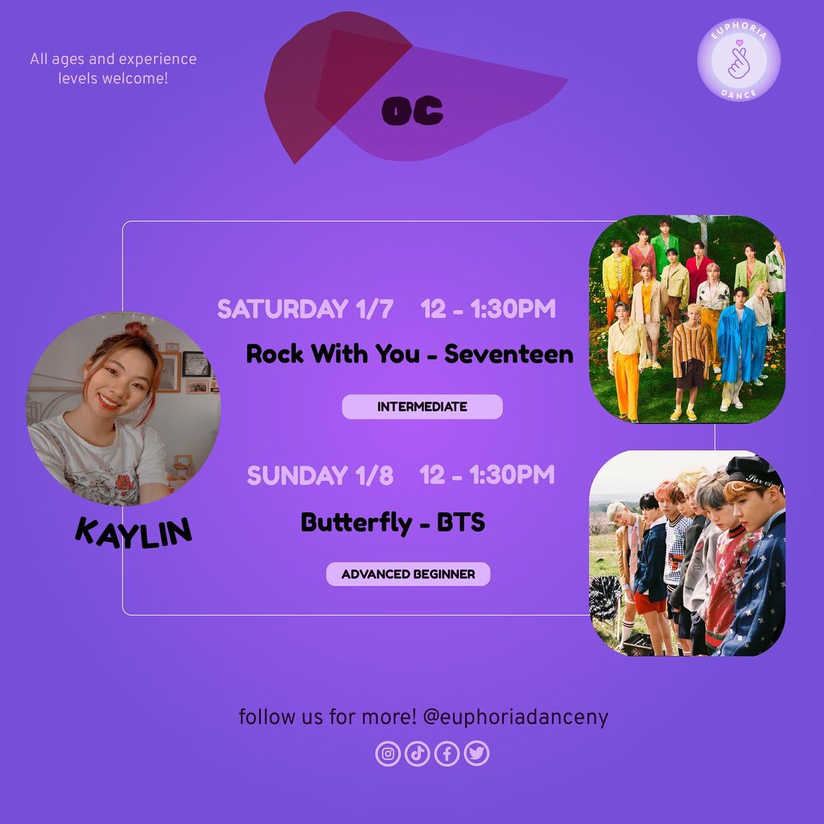 EuphoriaDanceNY's tweet photo. our first classes of 2023 are live!! 

sign up at https://t.co/lsHzKfLWS8 ✨

[#KPOP #kpopdanceclasses #BTS #SEVENTEEN #NewJeans #NCT127 #TWICE ] https://t.co/8Wez57eUj2