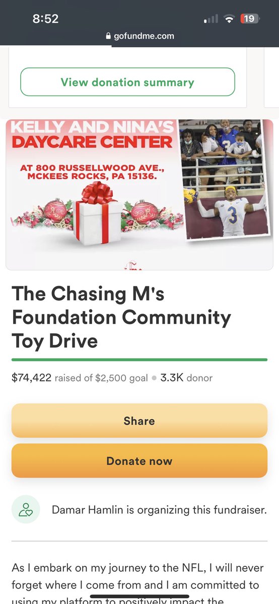 Jimmy_C08's tweet photo. When I first went to the gofundme it was at $4,000 and already up to $74k. Keep donating. https://t.co/Hq6ScJl3If