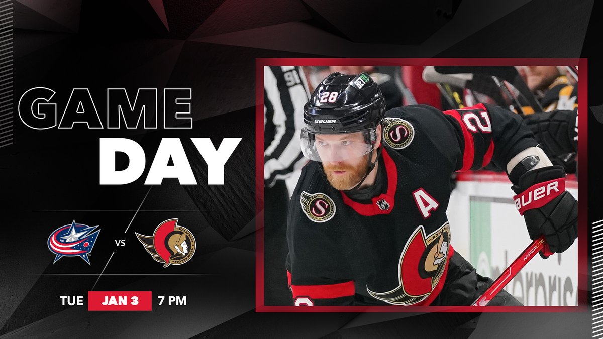 Senators's tweet photo. Good morning #Sens fans, it's GAME DAY‼️

🆚 @BlueJacketsNHL
📍 @CdnTireCtr
🕖 7 p.m.
📺 TSN5 / RDS2
📻 @TSN1200 / @945UNIQUEFM https://t.co/VJBisU8Sk8