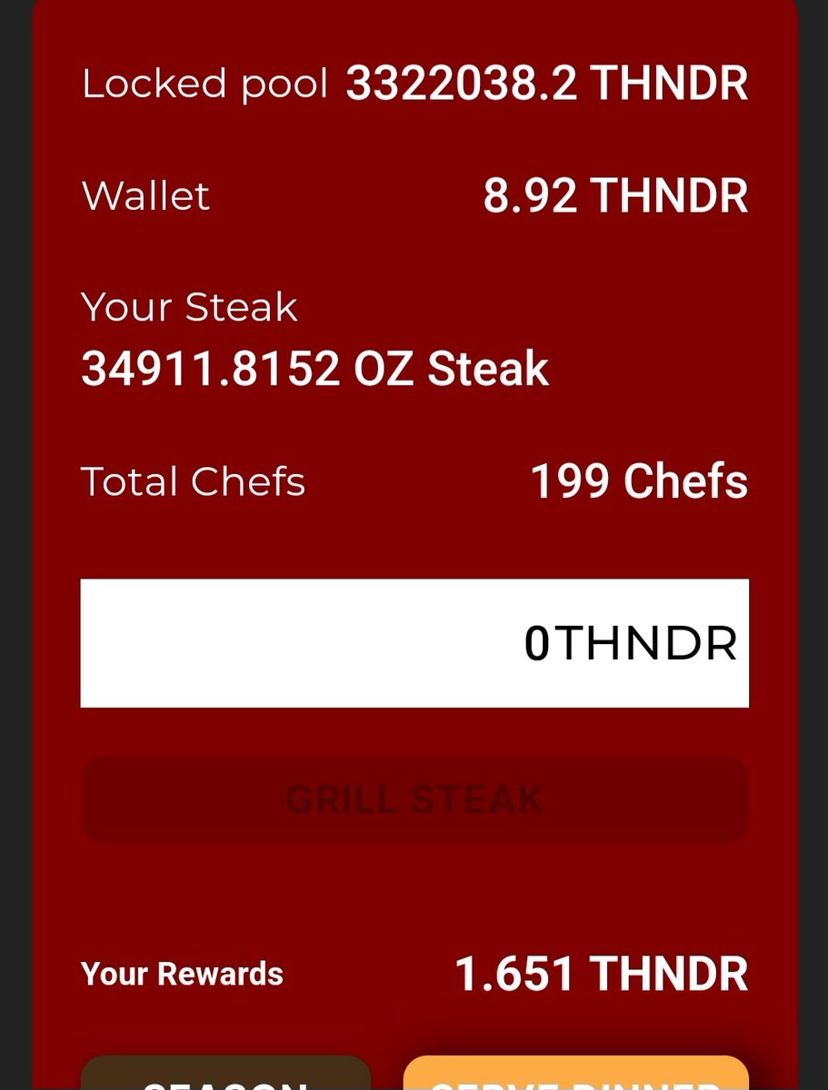 DrEvilsauce's tweet photo. Rolling in thick and juicy! Today I seasoned up $1.77 in $THNDR and added 2598oz to my steak!! Delish!
@CronoSteakHouse @ISLAND_THUNDER @THNDR_Token
#GetGrillin #FeelTheTHNDR https://t.co/dHeLBv7b3I