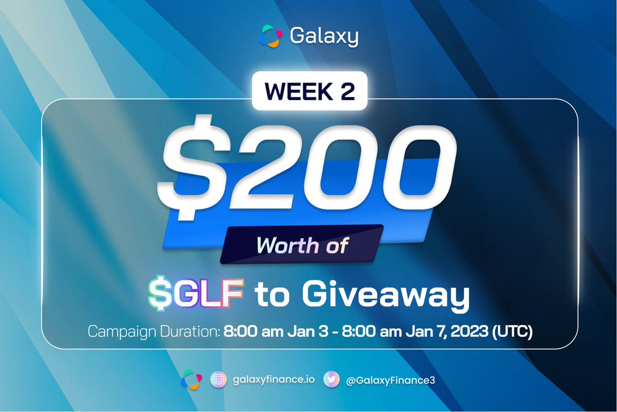galaxyfinance3's tweet photo. #GalaxyGiveaway Week 2

✔️ Follow @galaxyfinance3

✔️ RT, tag 3 friends

✔️ Join our  telegram: https://t.co/8XkDuzY9mn

✔️ Comment with your wallet address

🏆 200$ GLF to be shared! https://t.co/QdmzbKaMUD
