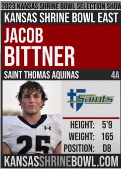 stasaints_FB's tweet photo. Congrats to Jacob Bittner on being chosen to compete in the 50th Kansas Shrine Bowl! #ForTheKids #MoreThanAGame https://t.co/KHmoFaRppj