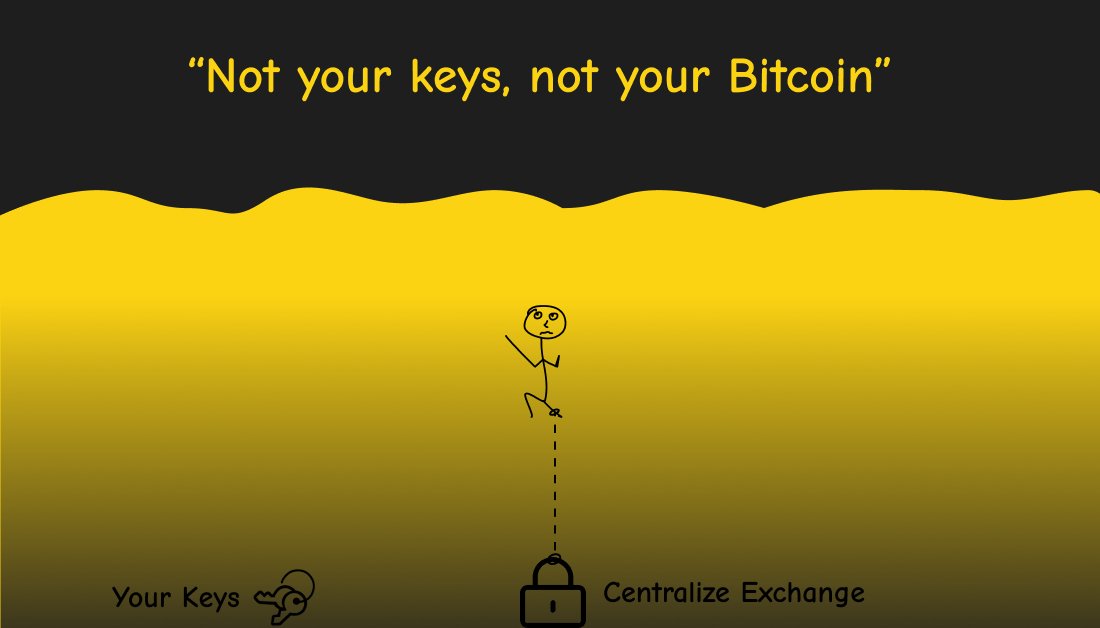 BTCillustrated's tweet photo. Not your keys, not your #Bitcoin https://t.co/Wk3KRoL9dw