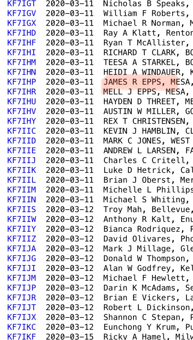 My suspicions? Ray Epps wasn’t FBI, so then what was he? 😉

/ProtectedSpecies

March 11, 2020 he got a ham radio license, why?

Come on warriors do your thing! I’ll explain my thoughts after My Greatest News Ever Told expose’. ⏰ 

qrz.com/i/expired/hot_…