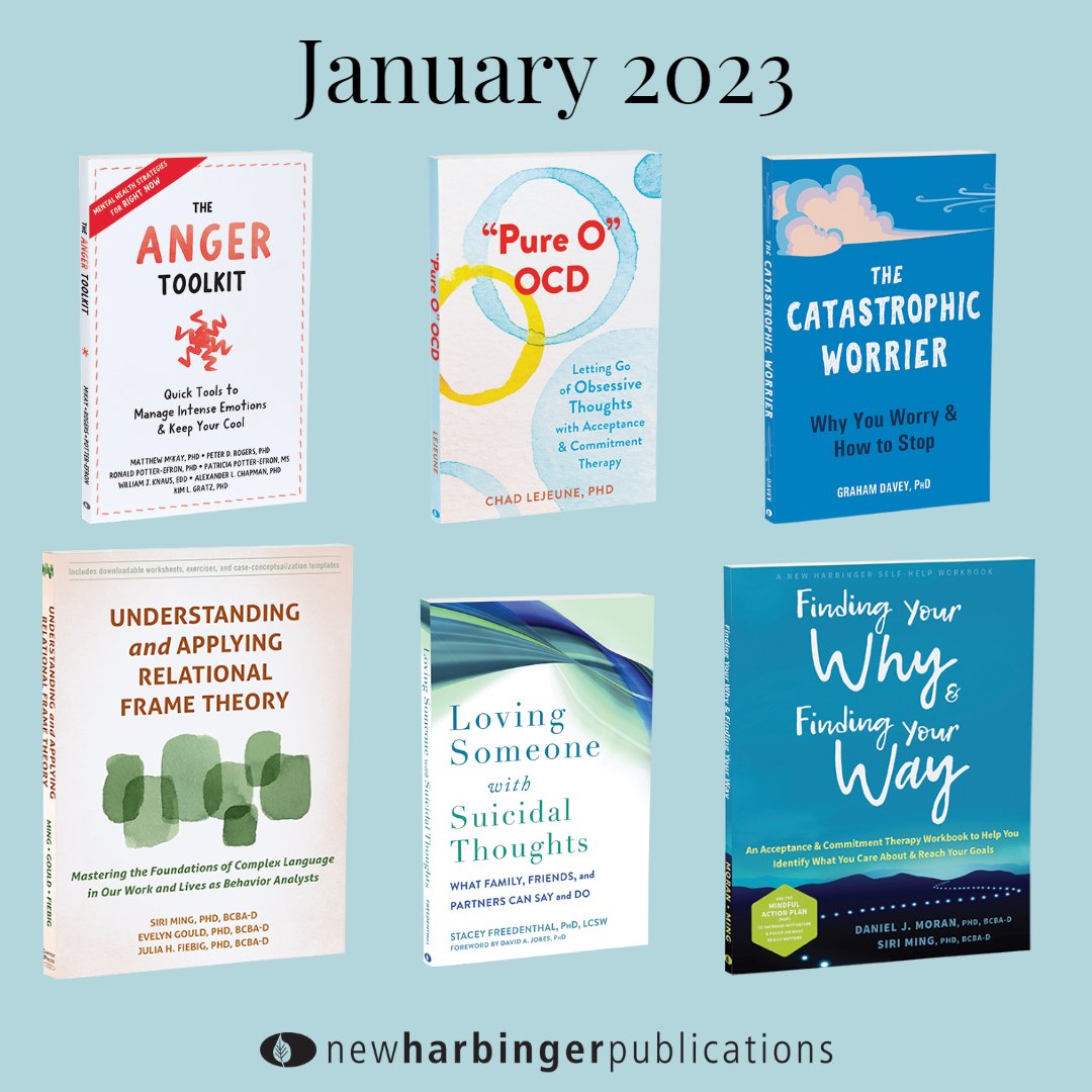 NewHarbinger's tweet photo. New year, new month, new books! This month we have six new books for you.
Find these and all of our books on our website: https://t.co/wgAPV3wr6n
#newbooks #januarybooks #OCD #suicidalthoughts #anger #mentalhealth #worry #worriers #relationalframetheory https://t.co/uy6L70ax1G
