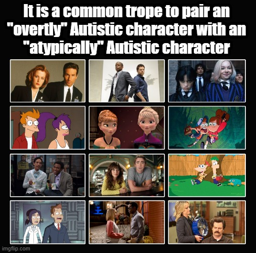 autismsupsoc's tweet photo. #XFiles #Futurama #Community #InsideJob #Pyche #Frozen #PushingDaisies #GoodPlace #Wednesday #GravityFalls #PhineasandFerb #ParksandRec #Autistic #Autism https://t.co/OeamTrzw2O