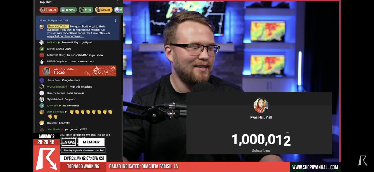 MedicatedVisua1's tweet photo. Congratulations @ryanhallyall #1MillYall The best weatherman in the business!!!! https://t.co/GV4MiC4MuP