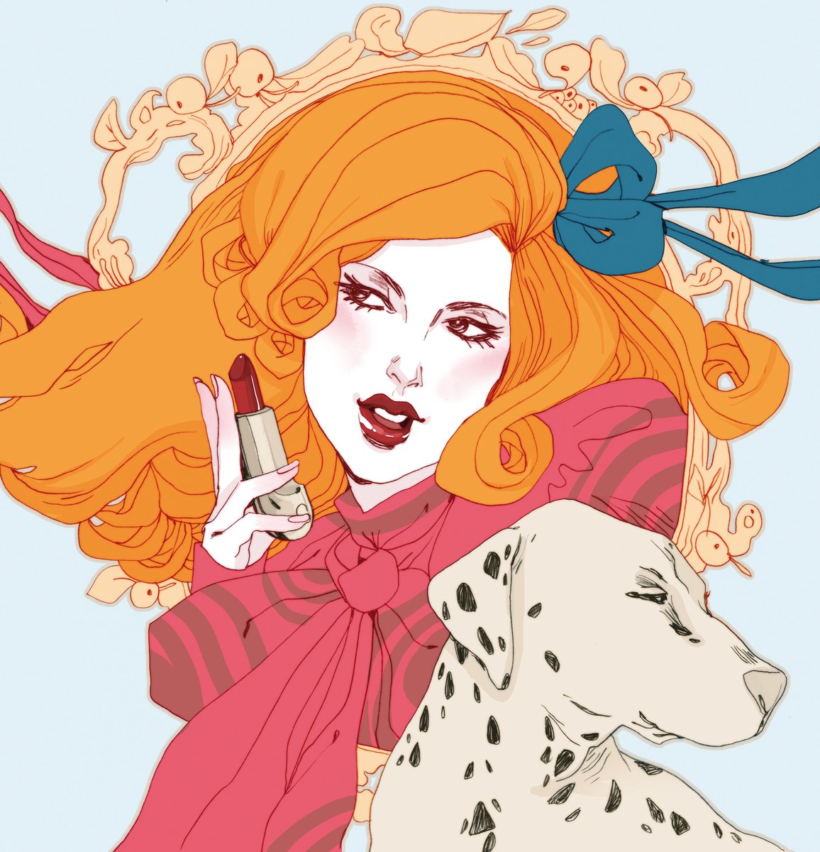 #personalwork #illustration #lipstick #dalmatian #redhead #femalefigure #margueritesauvage