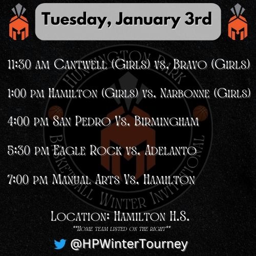 ParkHoopz's tweet photo. Huntington Park Basketball Winter Invitational Day 2 Schedule!! https://t.co/zpAIuHUH6g