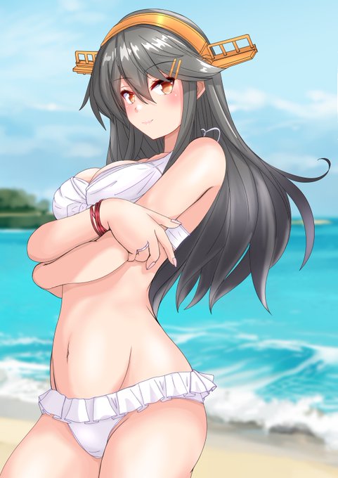 寒い季節でも榛名は大丈夫です💕
 #くそ寒いので水着絵を貼る 