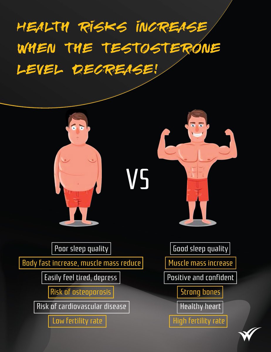 James_erojan's tweet photo. Do you know that if the level of testosterone decreases in our body will leads to increase of health risks? 🤯😫

As you can see the picture below shows the difference between good testosterone level and lack of testosterone 👍 https://t.co/3XQ6uuwKlZ