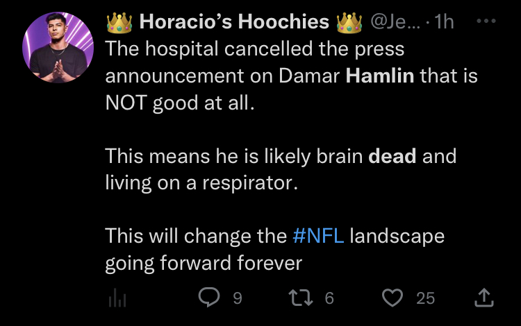 RecursiveNews's tweet photo. Damar Hamlin https://t.co/zv3B1R9WkN