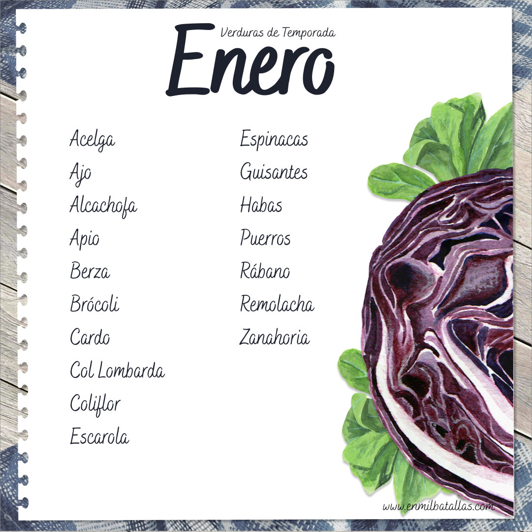 Estas son las frutas y verduras de temporada en enero. #cocinadetemporada #frutadetemporada #verduradetemporada