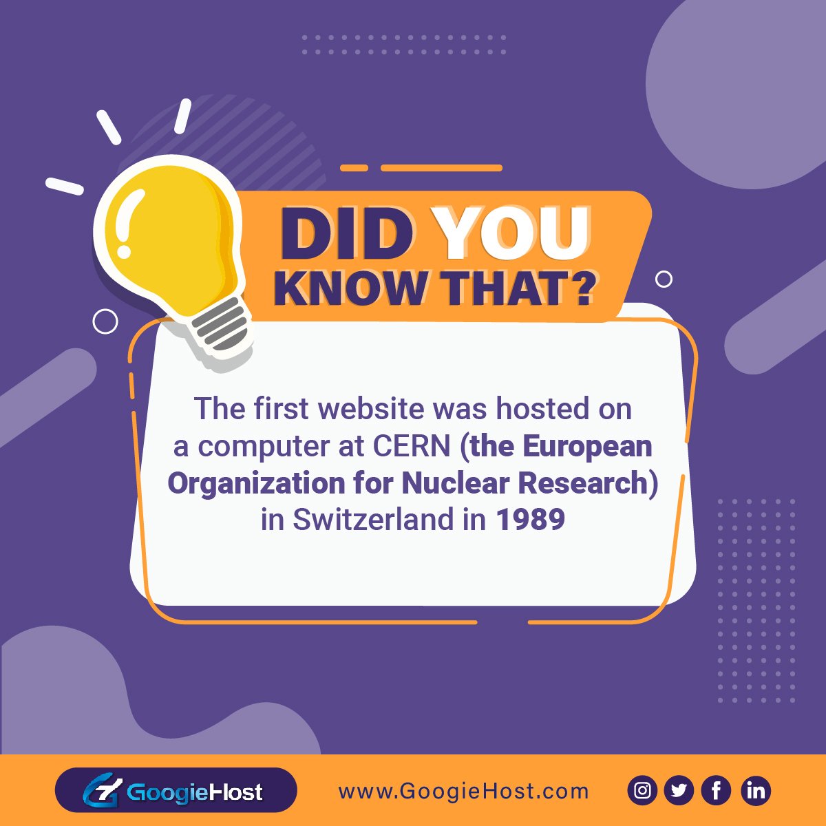 GoogieHost's tweet image. Did You Know That?

@googiehost #googiehost #facts #dailyfacts #cern #switzerland #europeanonganization #didyouknow #interestingfacts #dailyfacts #webfacts #internetaceh #internetaccess #history