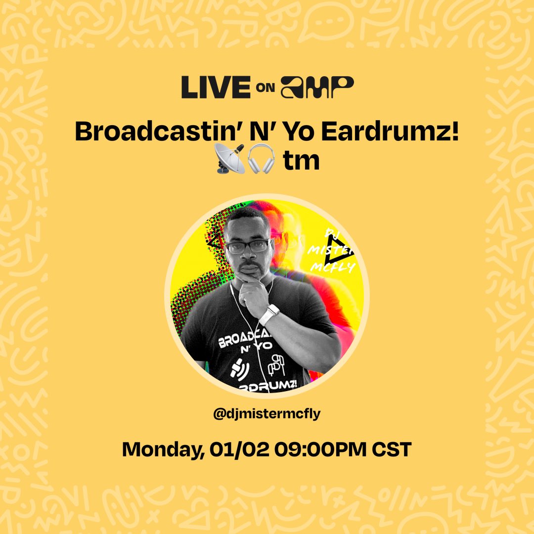 Mcfly48's tweet photo. My Amp show, Broadcastin’ N’ Yo Eardrumz! 📡🎧 tm, is live. Don't miss it! Tune in! https://t.co/SDyMKCnSlF https://t.co/cUyhukZSsa