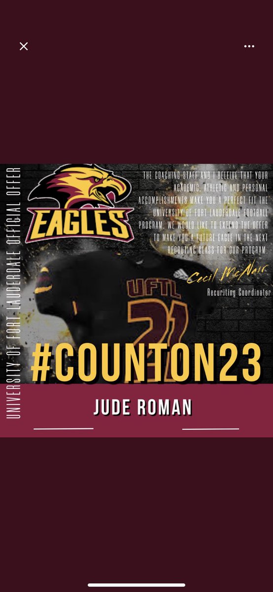 Blessed to receive an offer from The University of Fort Lauderdale🔴🟡. <a href="/CoachMcnair22/">CoachMac</a> <a href="/DamonCogdell/">Damon Cogdell</a> <a href="/BMac93WB/">Brian McCartney</a> <a href="/CoachD_Ron_z/">Coach De'Ronzy</a>