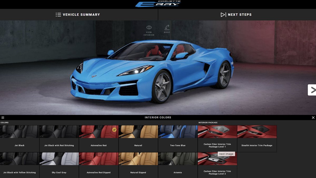 classiccardao's tweet photo. Chevrolet Corvette E-Ray configurator leaked online

-Screenshots taken before being taken down by Mid-Engine Corvette Forum and Corvette Blogger

-First look at design of hybrid version set to release next summer

-Expected release date: Summer 2023 https://t.co/z7z5OTe5MZ