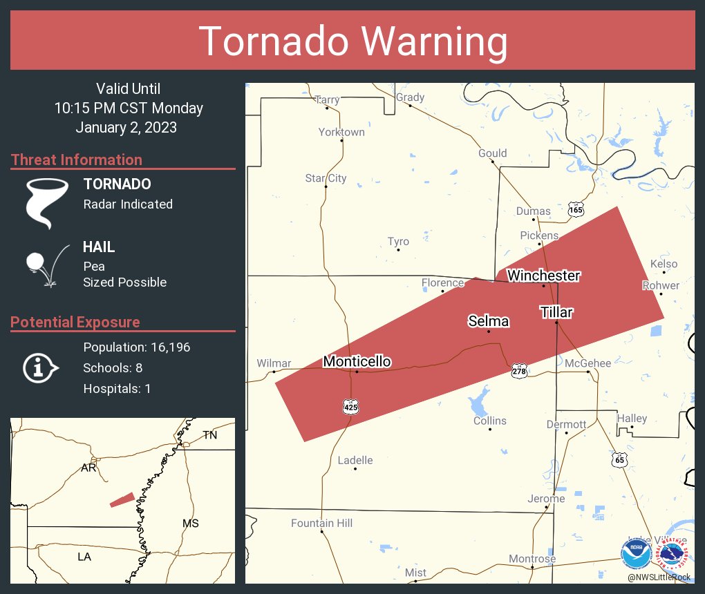 NWS Tornado on Twitter "Tornado Warning including Monticello AR