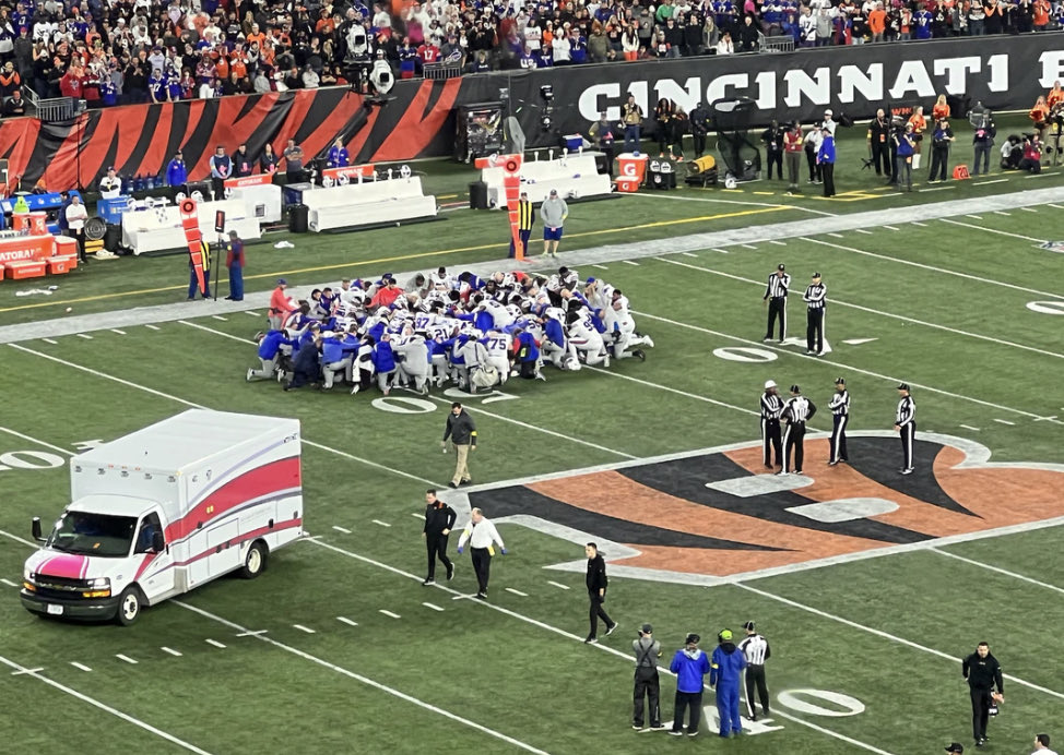 Prayers Up for Damar Hamlin. Please Pray for him his Family,Friends,Fans,and the NFL Brotherhood. This is bigger than a game. Players put their lives on the line every game and many don’t understand that.