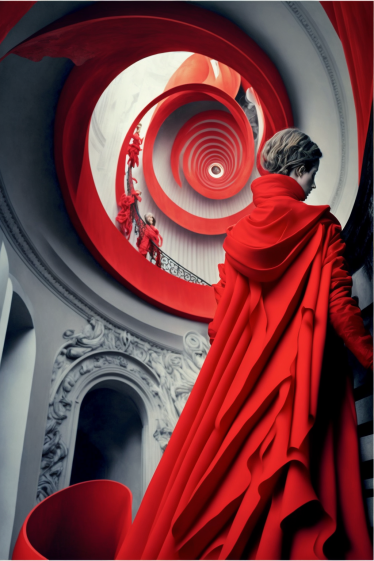 #nijijourney #AIart  #digitalart #AiArtCommunity #surrealism #reddress #spiralstaircase #Spiral 
4回目