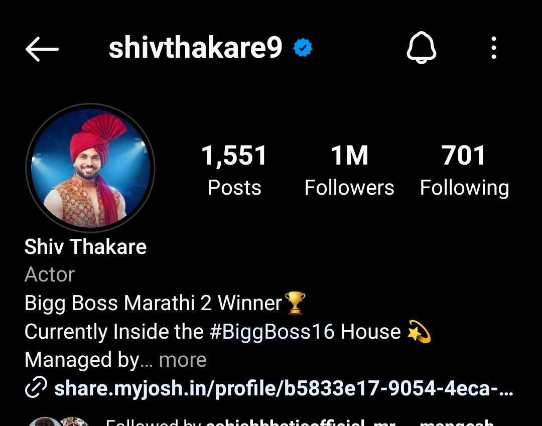 Congratulations @ShivThakare9, for becoming first #BBMarathi  winner to achieve 1 Million followers on instagram 👑🔥

#ShivThakare #ShivKiSena
#BiggBoss16