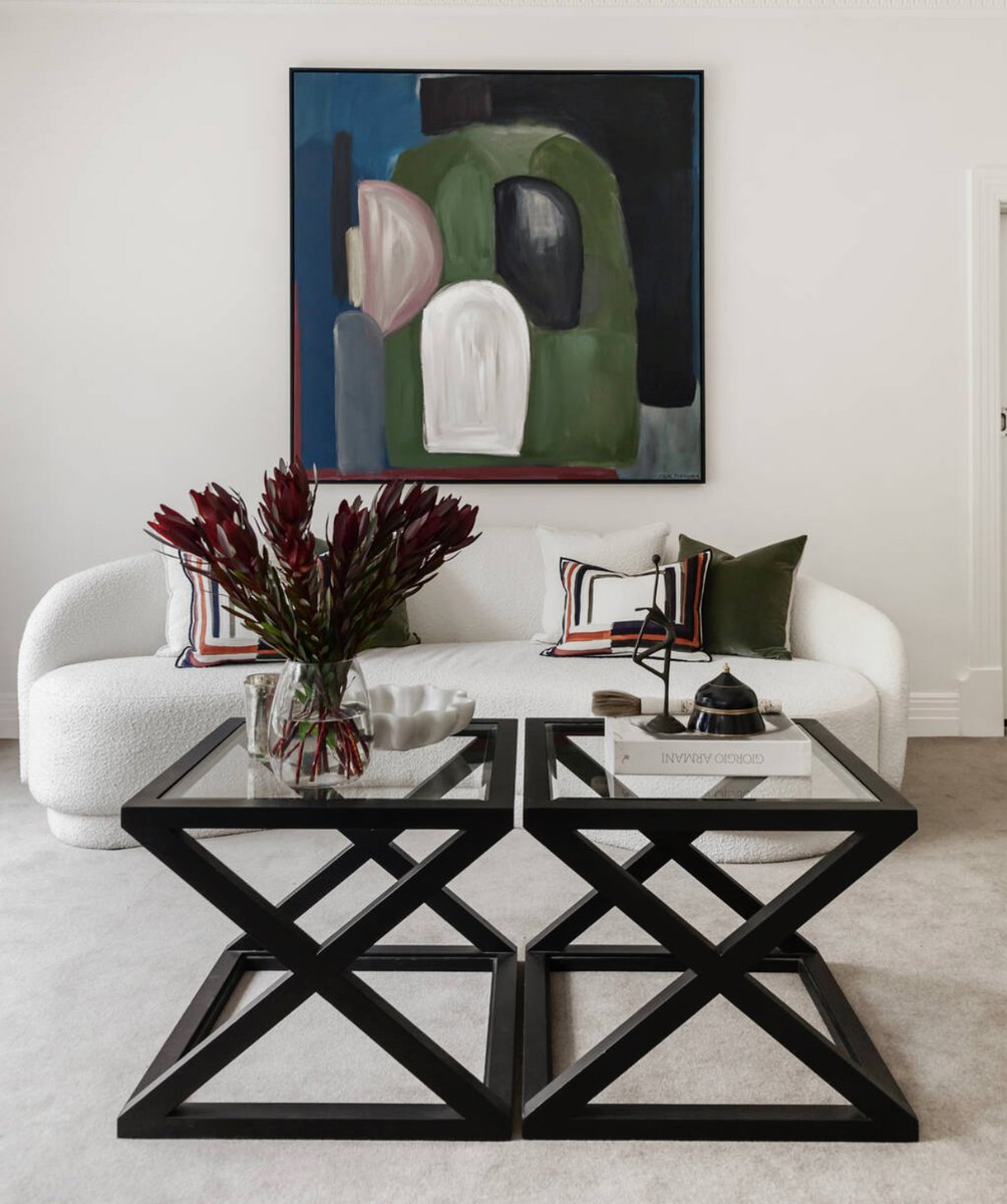 Artwork 
When choosing artwork, always look at scale, warmth and a visual joy to a room. We have added in one of our favourite cushion designers to this lounge room  <a href="/elitisfrance/">Élitis</a>  their artelier cushion range, helps finish the space and co-ordinate a beautifully finished room