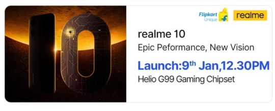 ZionsAnvin's tweet image. Realme 10 launching on January 9 in India

#realme #realme10 #HelioG99