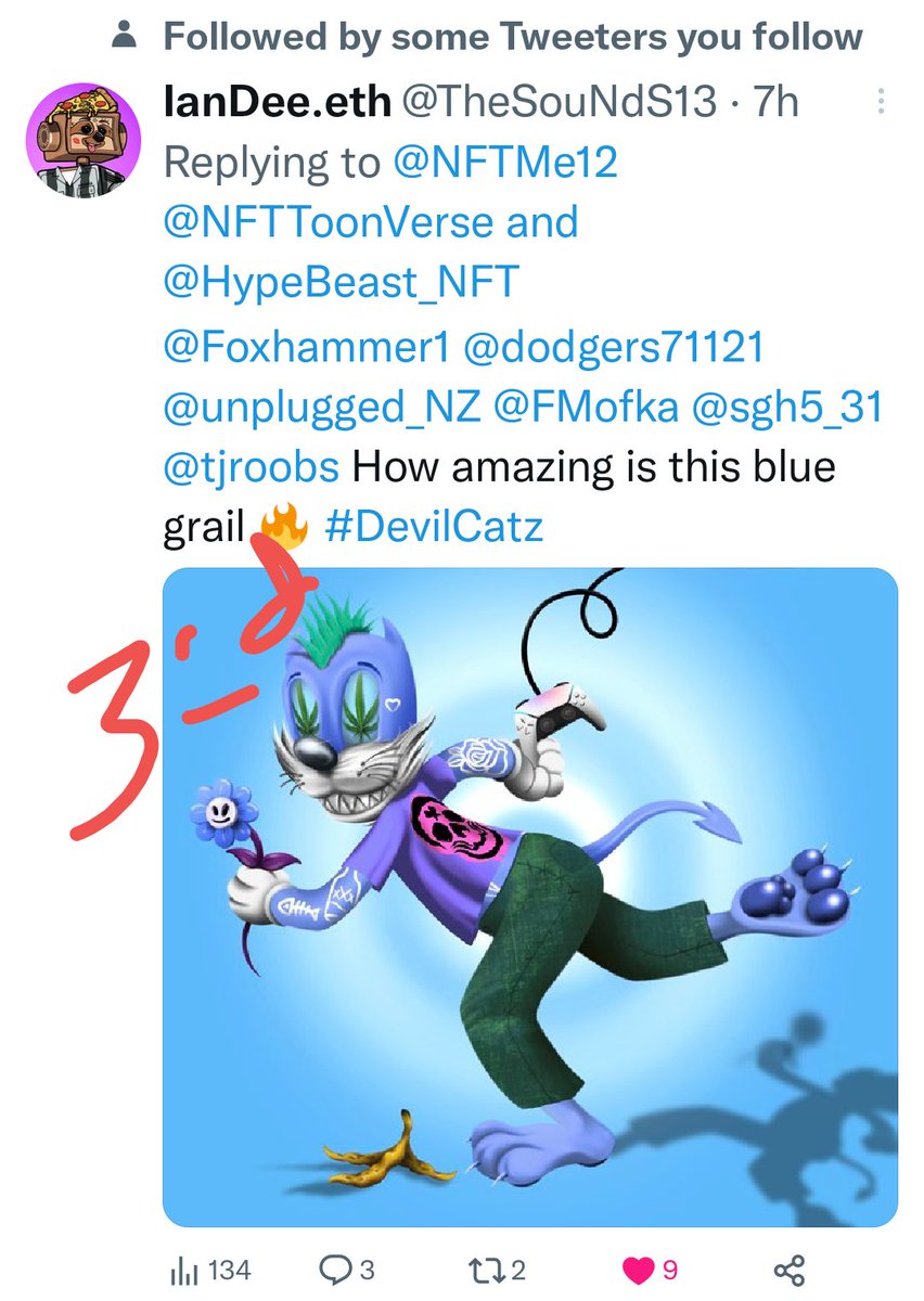 NFTMe12's tweet photo. I have concluded the @NFTToonVerse NFT Giveaway Winner of the #DevilCatzNFT
And a sick Graffiti Beast from
@HypeBeast_NFT
With 21 likes is @dillybirdy Shauna Johnson. Congratulations🏆 Pick a your Graffiti Beast and DM me your eth Addy .
2nd Place with 10 Likes is  @unplugged_NZ https://t.co/RdMeJMd5vy